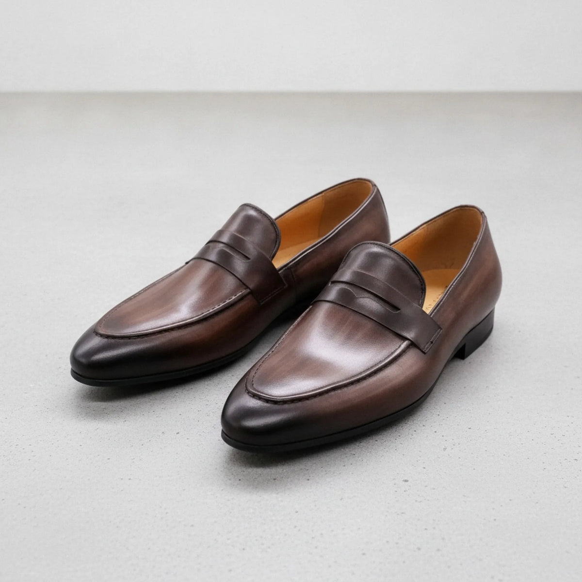 Luxe Mocassins Homme Cuir Marron Foncé - Élégance