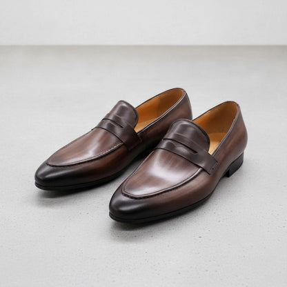 Luxe Mocassins Homme Cuir Marron Foncé - Élégance