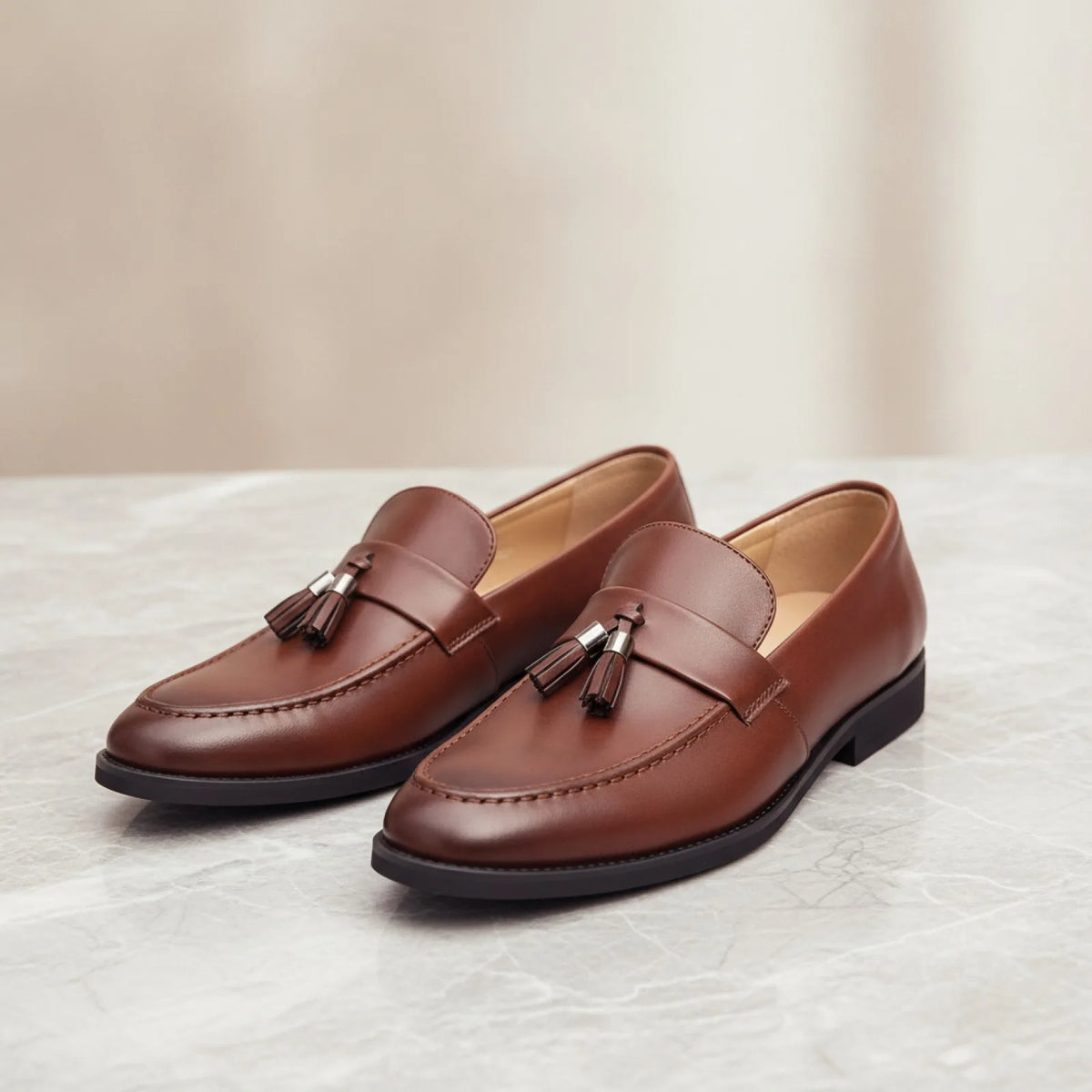 Luxe Mocassins homme cuir végan glands