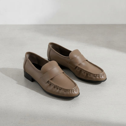 LuxeBrand Mocassins Rétro Cuir Souple Talon Carré