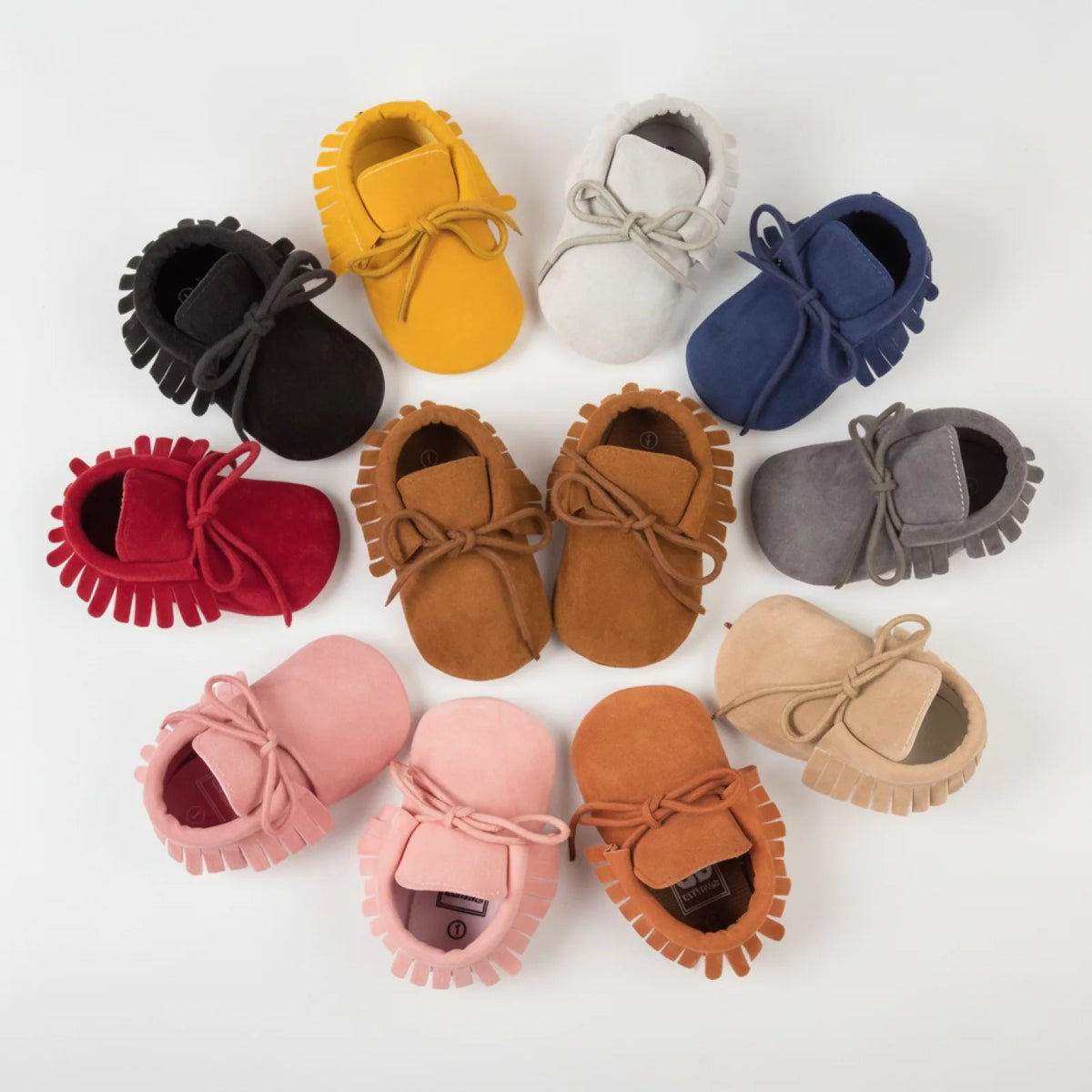 LuxeKids Mocassins Bébé Souples à Franges et Lacets