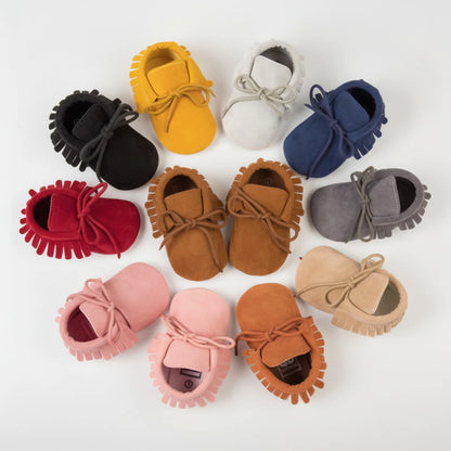 LuxeKids Mocassins Bébé Souples à Franges et Lacets