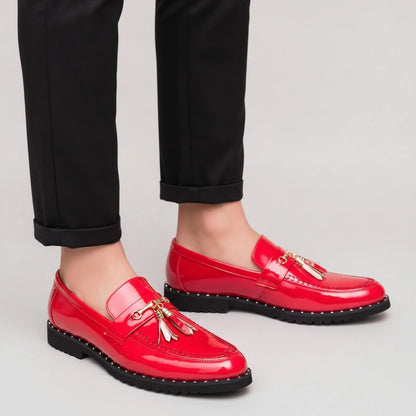 LX Mocassins Vernis à Glands et Boucle Dorée pour Homme