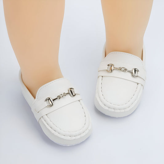 KidoLux Mocassins bébé aspect cuir, mors argenté