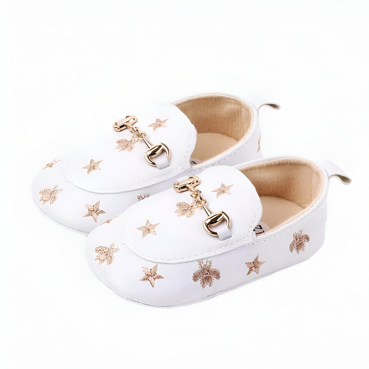 Mocassins Bébé Fille-Cuir Végan Motif Étoiles Adorables