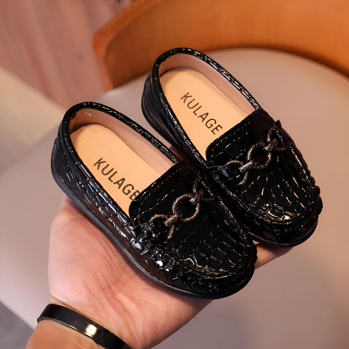 Lux Mocassins bébé Fille Imitation Crocodile Souples
