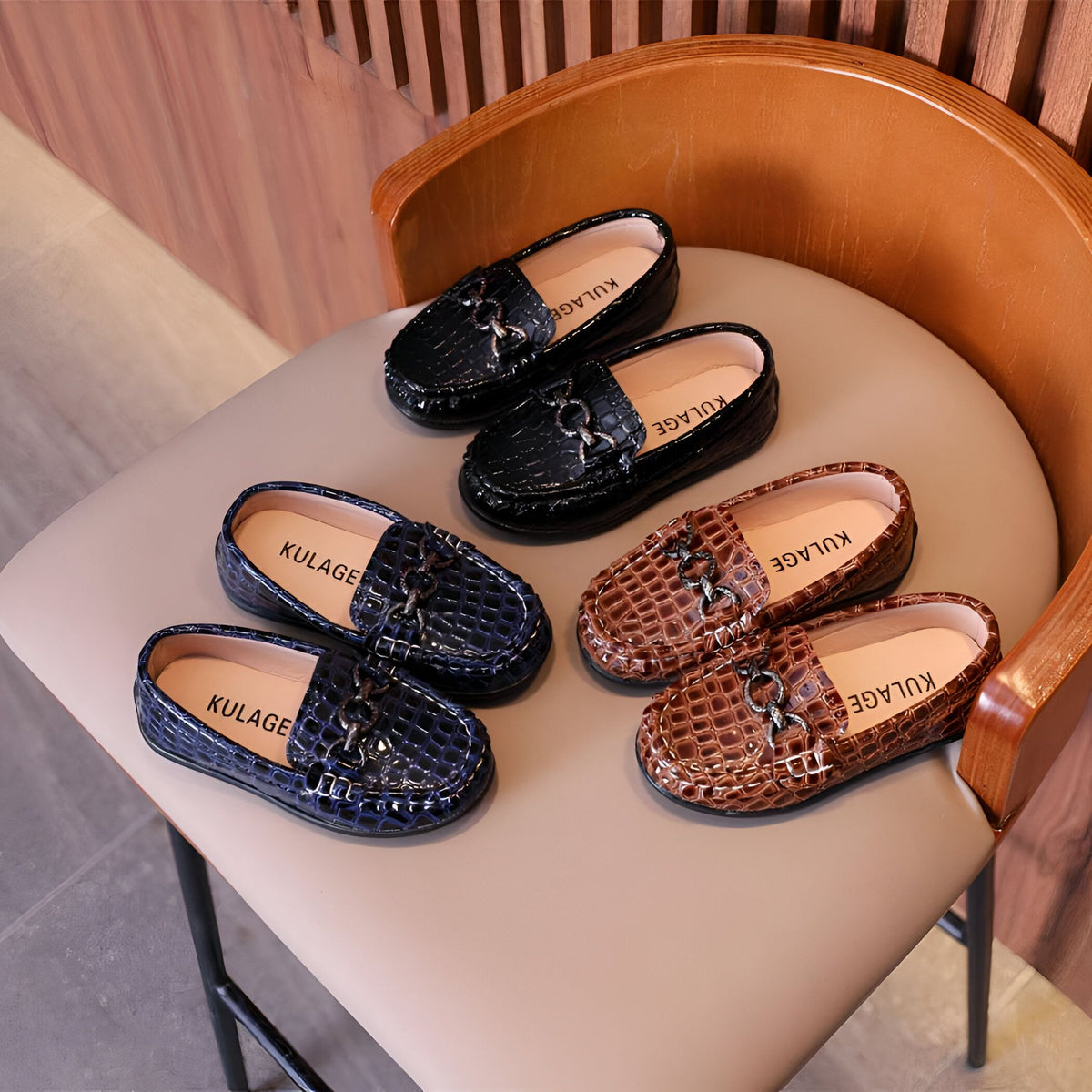 Lux Mocassins bébé Fille Imitation Crocodile Souples