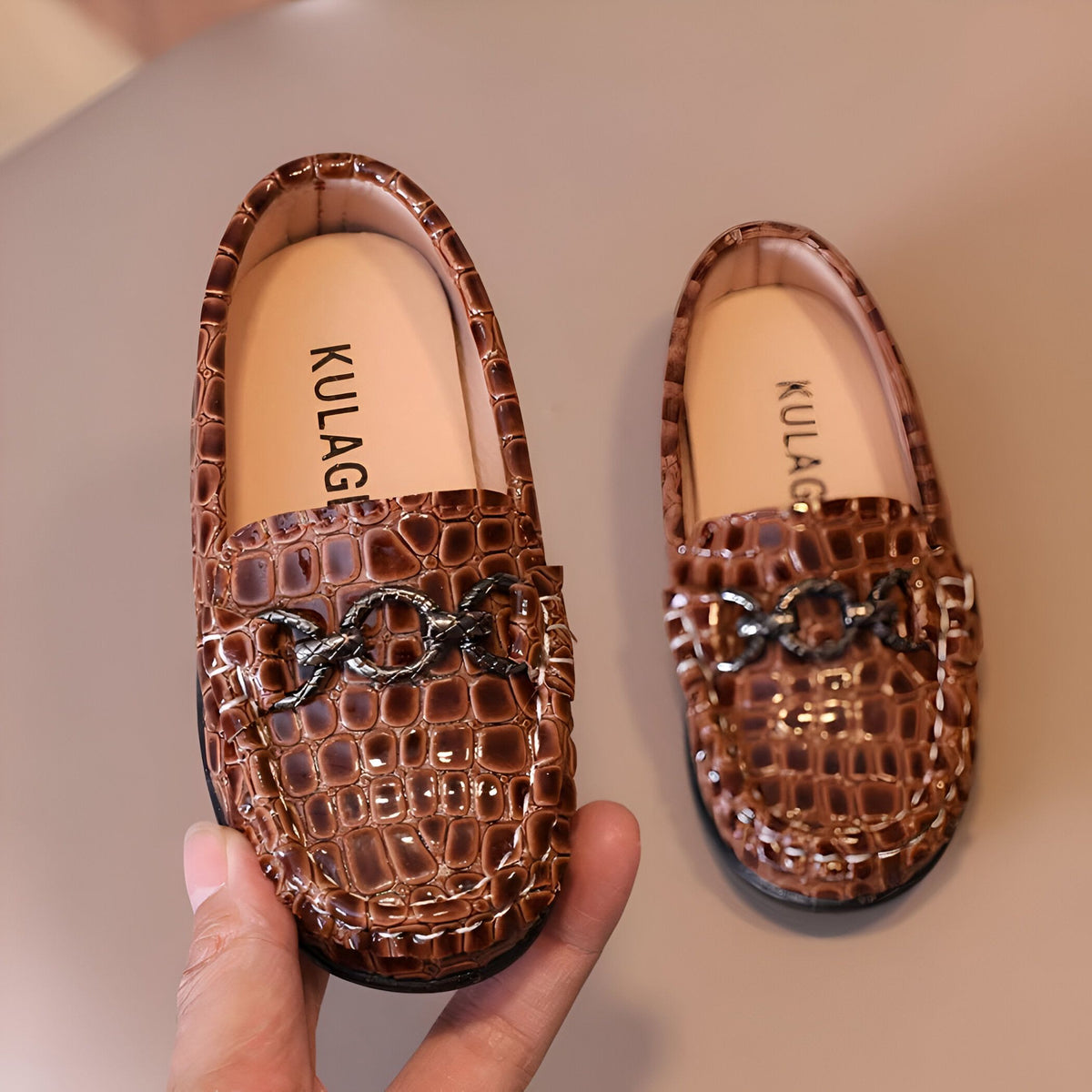 Lux Mocassins bébé Fille Imitation Crocodile Souples