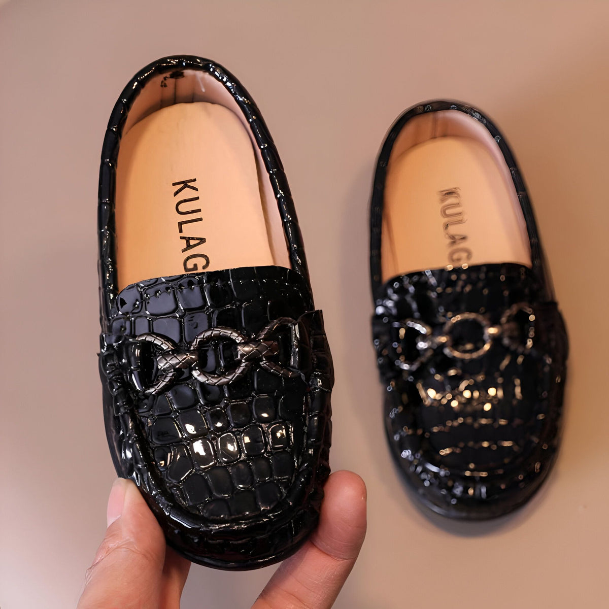 Lux Mocassins bébé Fille Imitation Crocodile Souples