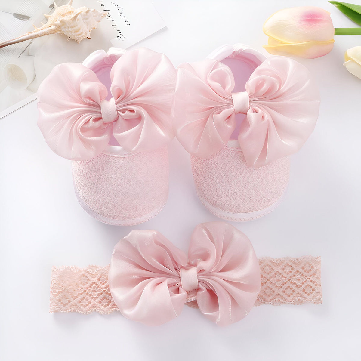 Nova Mocassins Bébé Fille Souples Nœud : Premiers Pas