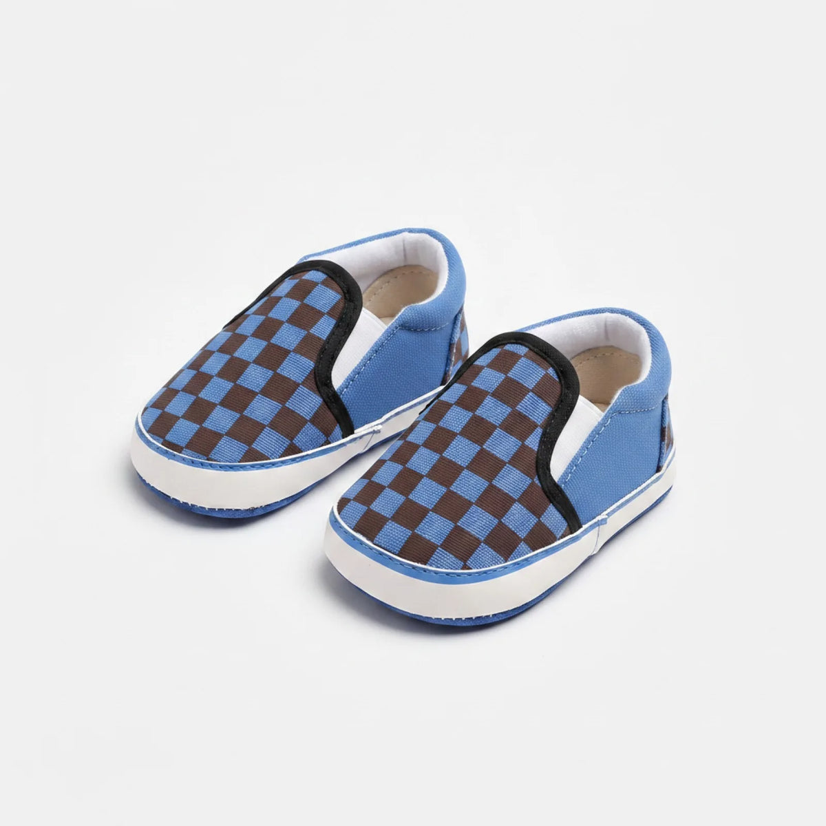 Mocassins Bébé Garçon Toile Damier Confort Bien Pensé