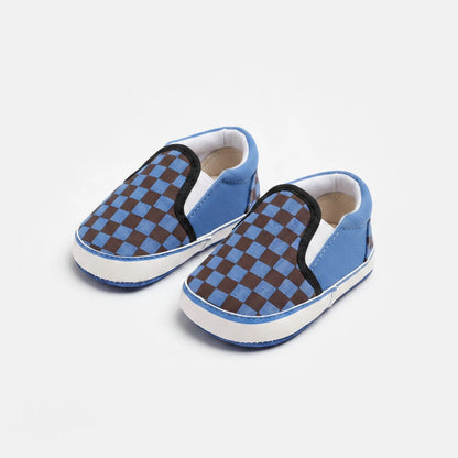 Mocassins Bébé Garçon Toile Damier Confort Bien Pensé