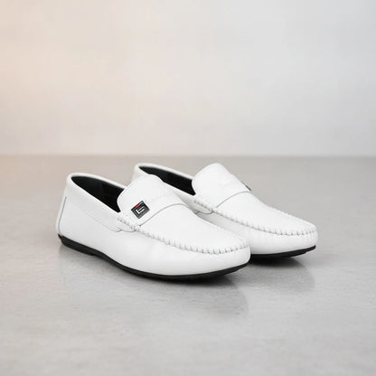 Mocassins Blancs – Cuir Synthétique, Style Urbain