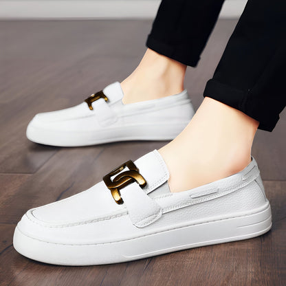 NovaLux Mocassins Homme Blancs Cuir Synthétique Élégant