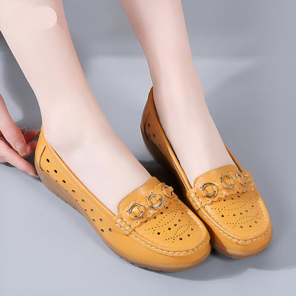 Nova Mocassins compensés ajourés femme, boucles dorées