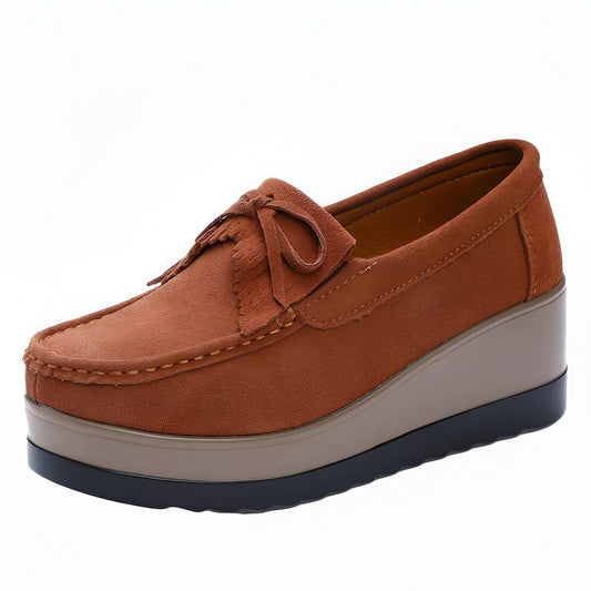 BrandNova Mocassins Compensés Suédine Femme à Franges