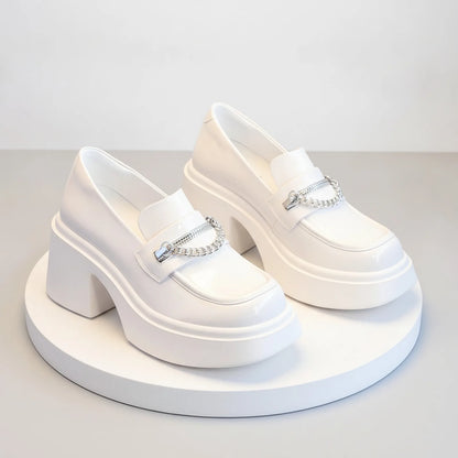 Mocassins Cuir Végan Talons 8cm - Élégance Soignée