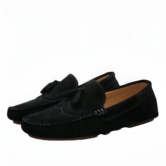 BrandDaim Mocassins Daim Noir Confortables Pour Homme