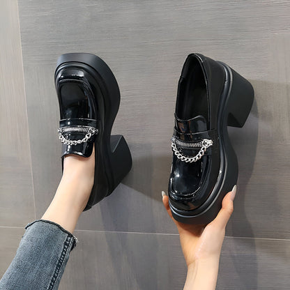 Mocassins Cuir Végan Talons 8cm - Élégance Soignée