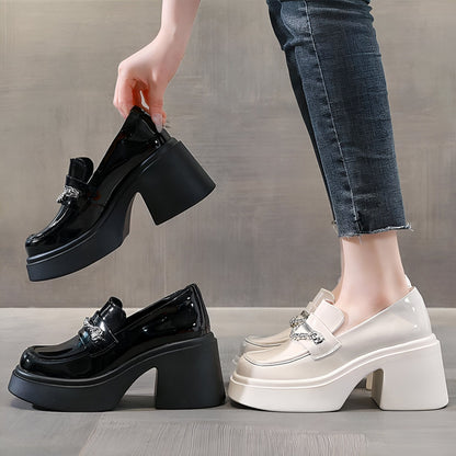 Mocassins Cuir Végan Talons 8cm - Élégance Soignée