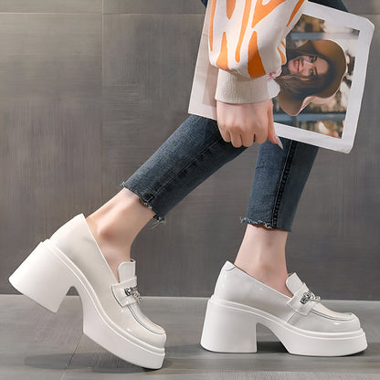 Mocassins Cuir Végan Talons 8cm - Élégance Soignée