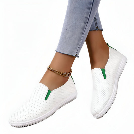 NovaFoot Mocassins Blancs Cuir Végan Perforé Souple