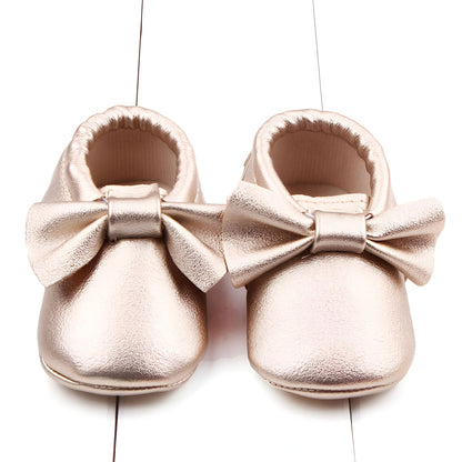LuxeKid Mocassins bébé fille cuir végan nœud doux