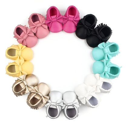 LuxeKid Mocassins bébé fille cuir végan nœud doux