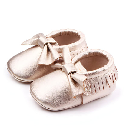 LuxeKid Mocassins bébé fille cuir végan nœud doux