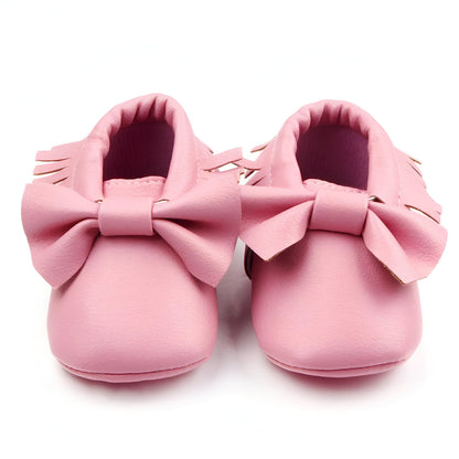 LuxeKid Mocassins bébé fille cuir végan nœud doux