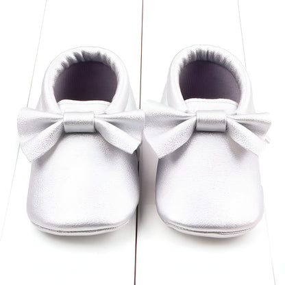 LuxeKid Mocassins bébé fille cuir végan nœud doux