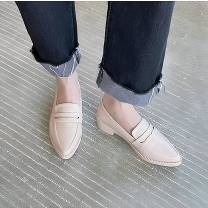 Ax Mocassins Femme Bout Pointu Talon Carré Cuir Végétal
