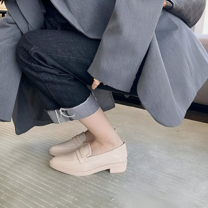 Ax Mocassins Femme Bout Pointu Talon Carré Cuir Végétal