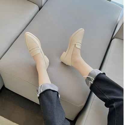 Ax Mocassins Femme Bout Pointu Talon Carré Cuir Végétal