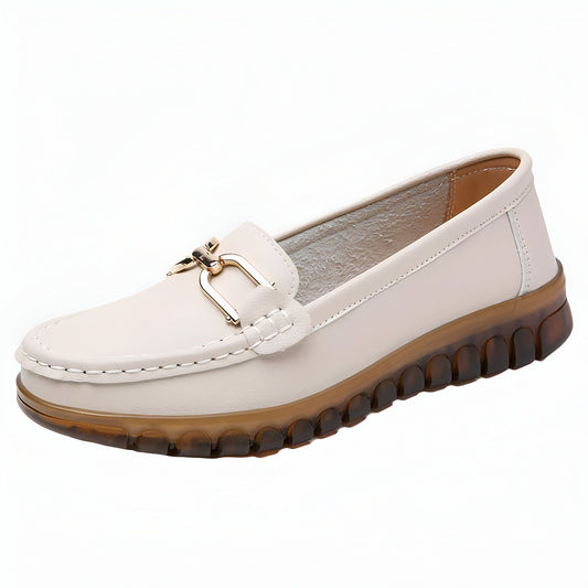 Glam Mocassins Cuir Femme Confortables à Chaîne Dorée