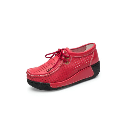 Mocassins Femme Cuir Végan Respirant Semelle Compensée