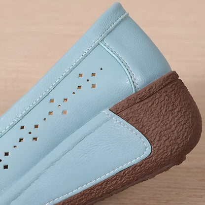 Auréa Mocassins femme cuir perforé semelle compensée