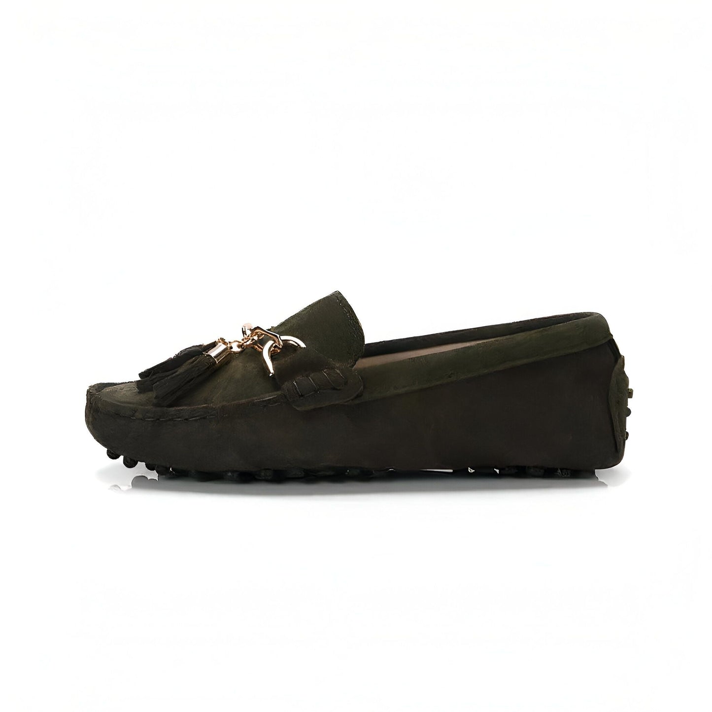Aurum Mocassins Femme Daim Souple Glands Or