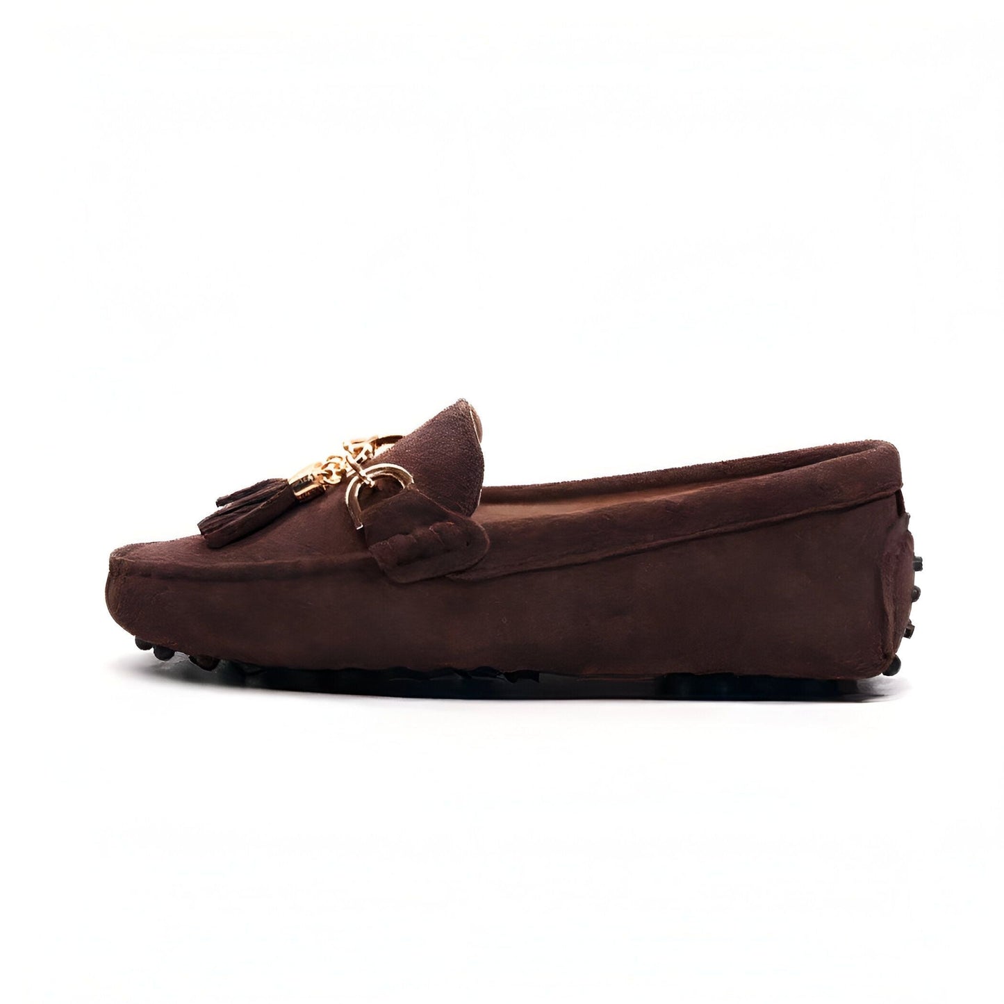 Aurum Mocassins Femme Daim Souple Glands Or