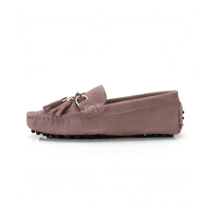 Aurum Mocassins Femme Daim Souple Glands Or