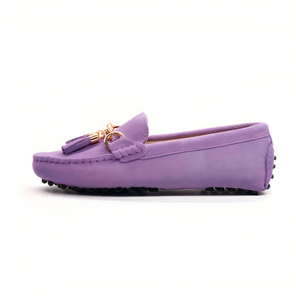 Aurum Mocassins Femme Daim Souple Glands Or