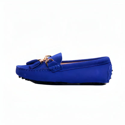 Aurum Mocassins Femme Daim Souple Glands Or