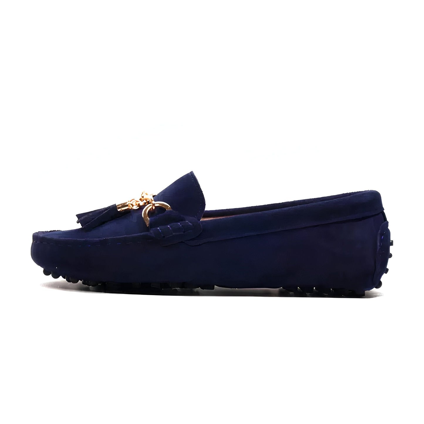 Aurum Mocassins Femme Daim Souple Glands Or