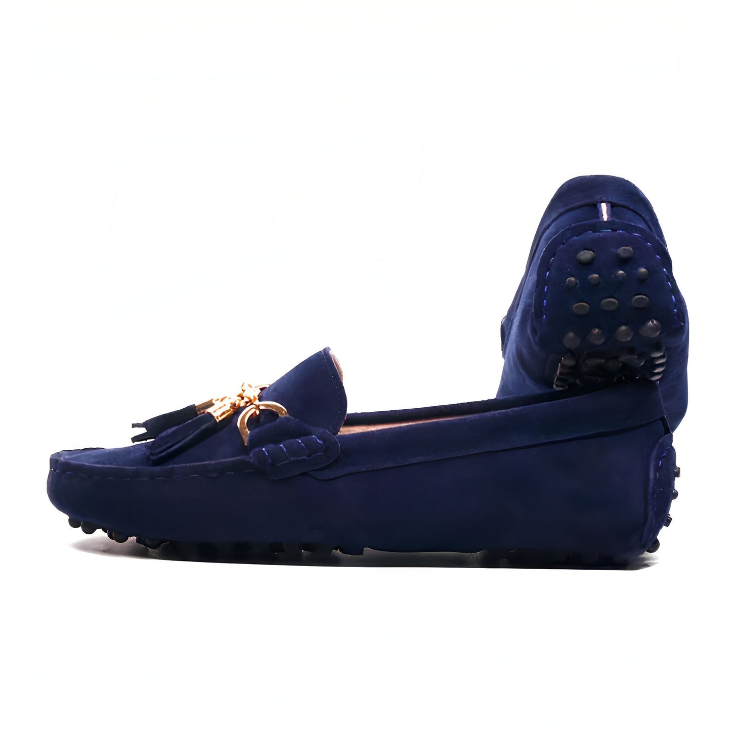 Aurum Mocassins Femme Daim Souple Glands Or