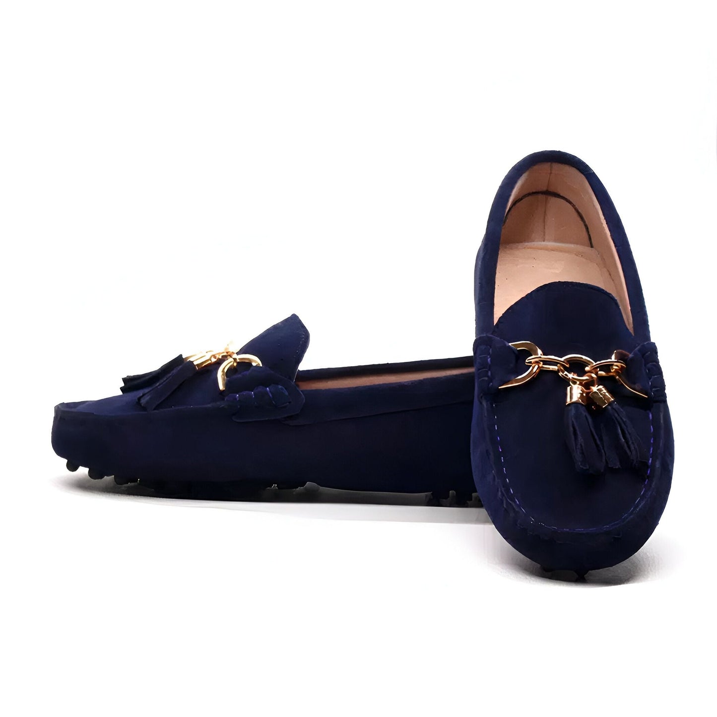 Aurum Mocassins Femme Daim Souple Glands Or