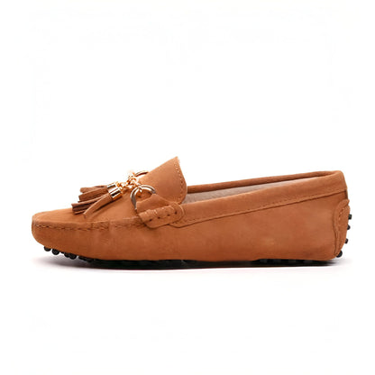 Aurum Mocassins Femme Daim Souple Glands Or