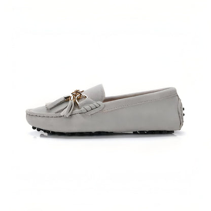 Aurum Mocassins Femme Daim Souple Glands Or