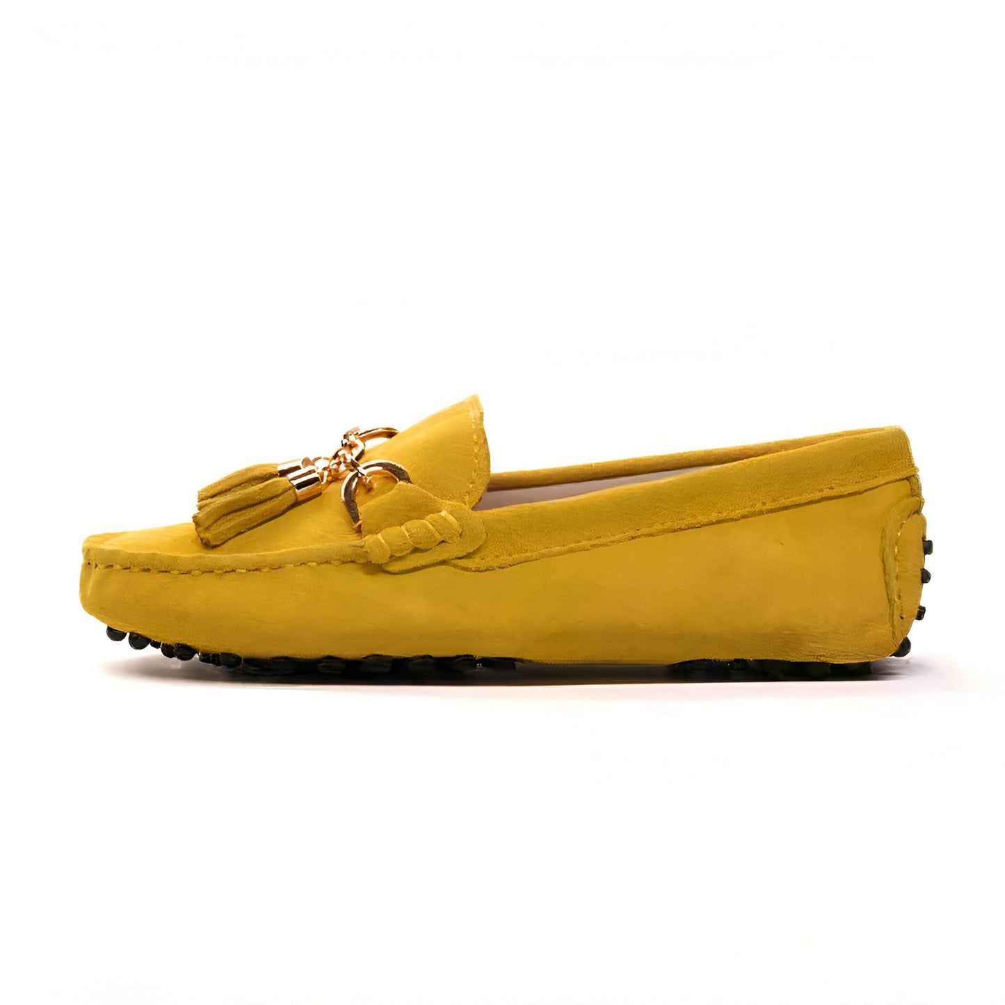 Aurum Mocassins Femme Daim Souple Glands Or