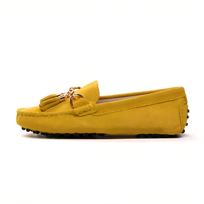 Aurum Mocassins Femme Daim Souple Glands Or
