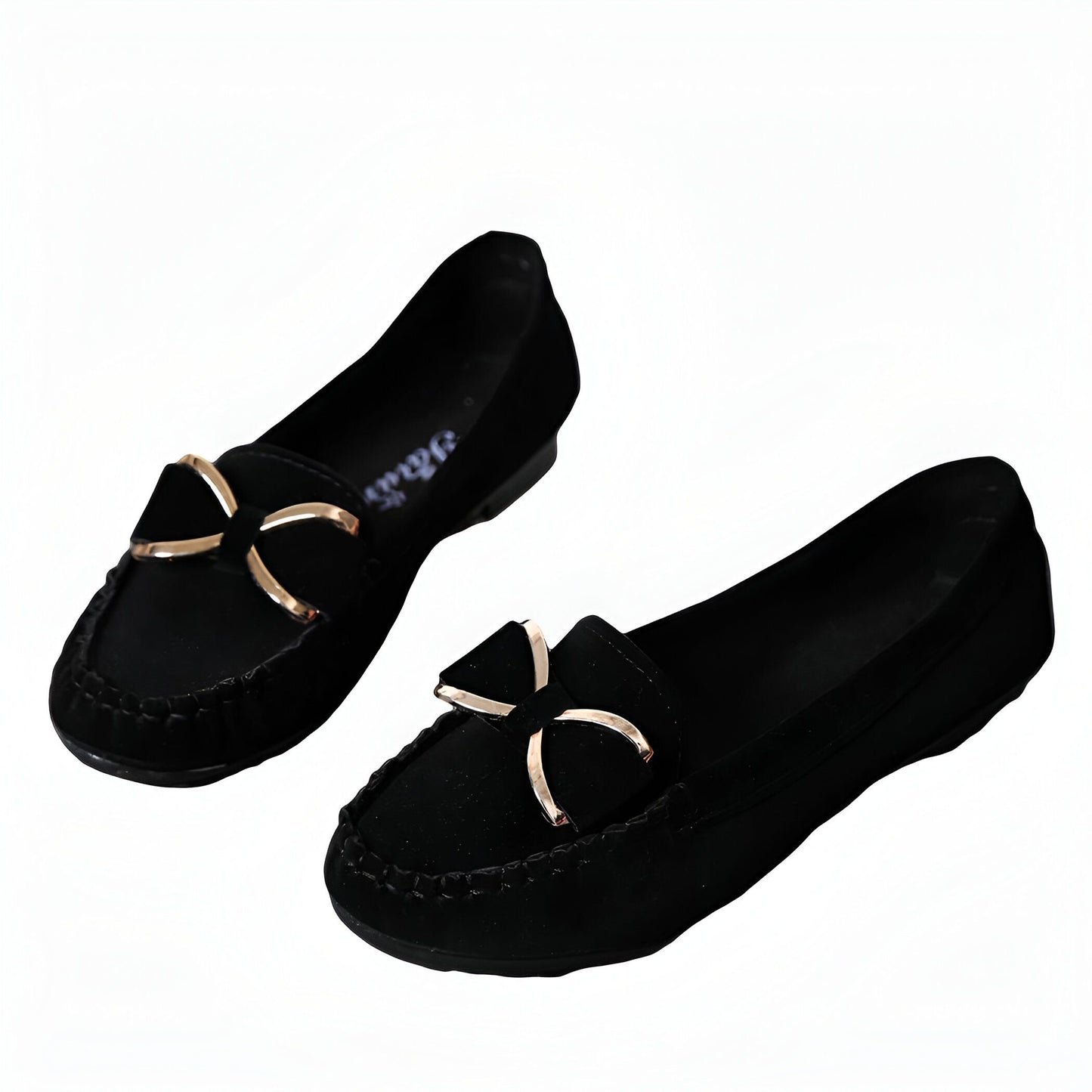 Auréa Mocassins Femme Noirs Élégants à Nœud Papillon